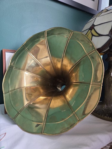 Antique brass gramophone - antique, horn